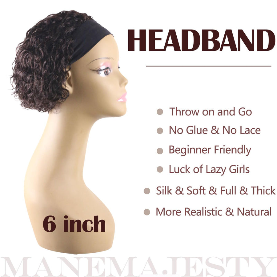 ManeMajesty Deep Curly Headband Wig - FT-2178 - B0CLDJ66N7