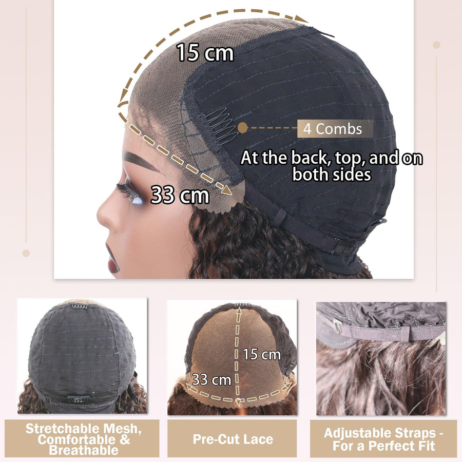 ManeMajesty 16 Inch Straight 13x6 Lace Front Glueless Wear and Go Human Hair Wig - FT-2076C-1 - B0CLJBF3YC