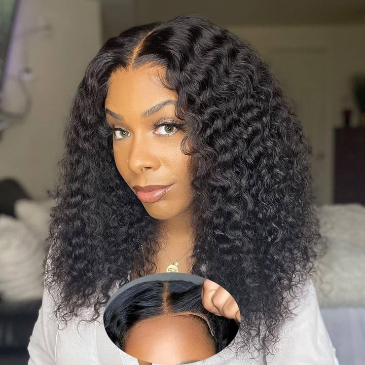 ManeMajesty 16 Inch Deep Wave 13x6 Lace Front Glueless Wear and Go Human Hair Wig