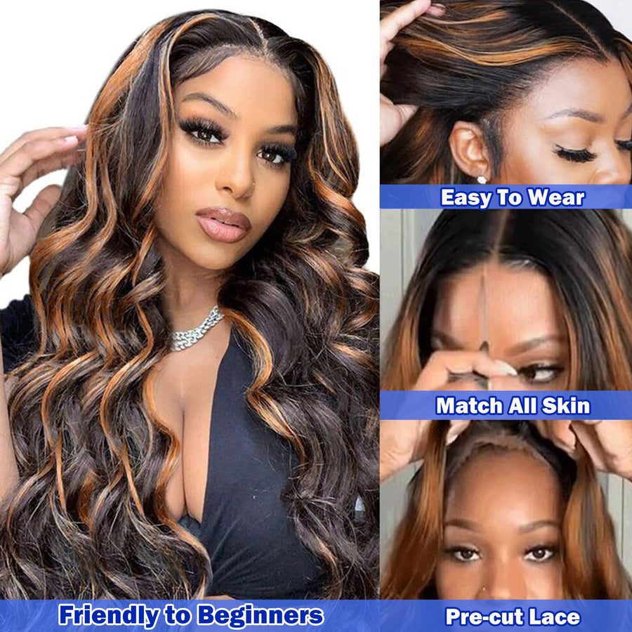 ManeMajesty Body Wave T Part Lace Front Glueless Wear and Go Human Hair Wig - FT-2213-FS1B/30 - B0CMWN9BN7