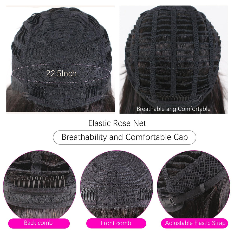 ManeMajesty 14 Inch Straight Lace Front Bob With Bangs Glueless Human Hair Wig - FT-1280M 99J - B0CYBFYWST