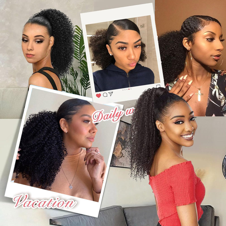 ManeMajesty Kinky Curly Drawstring Ponytail Extension - FT-2187 - B0D7ZXGN27