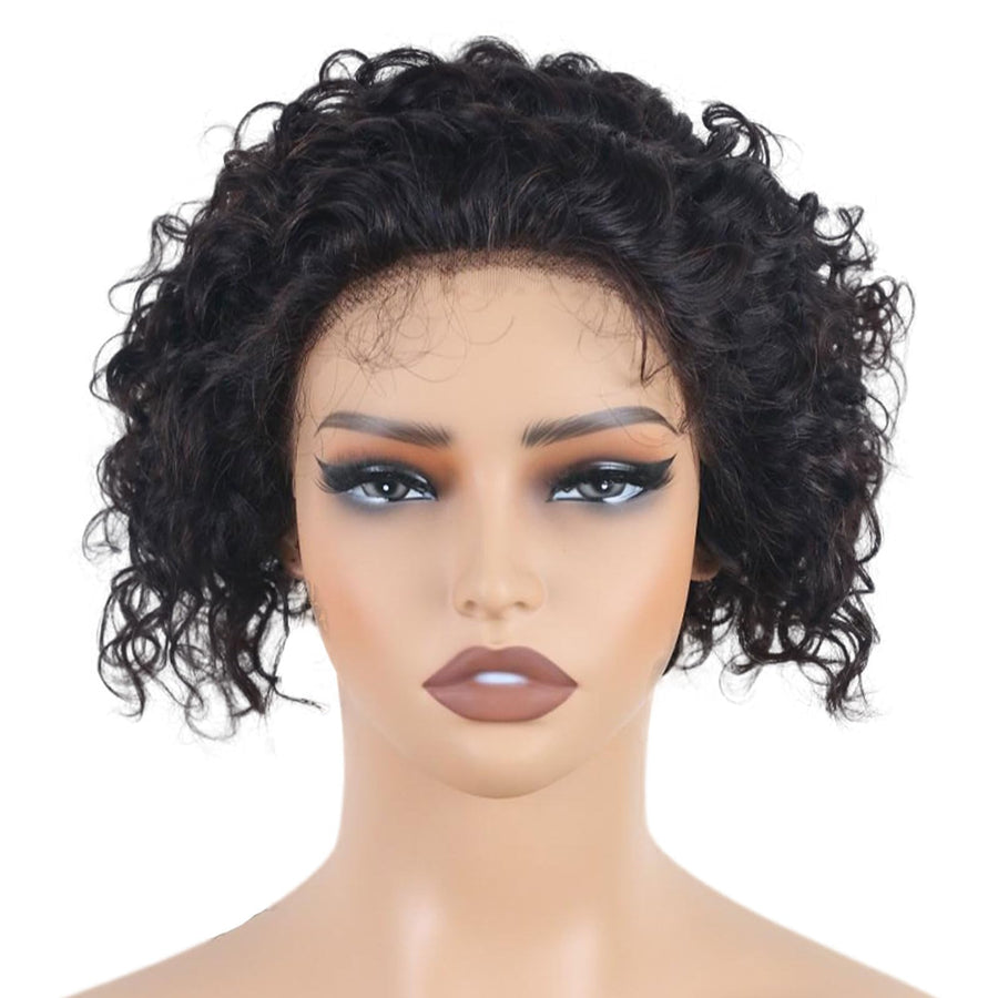 ManeMajesty Curly 13x5 Lace Front Bob Pixie Cut Glueless Human Hair Wig - FT- 2116 - B0D87B6CWY