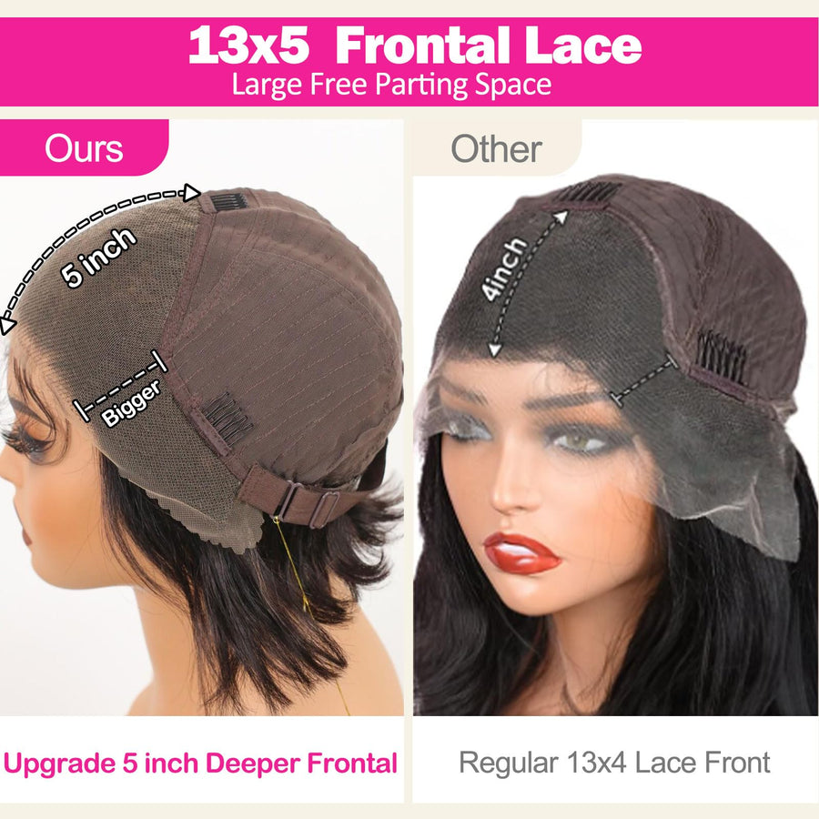 ManeMajesty Curly 13x5 Lace Front Bob Pixie Cut Glueless Human Hair Wig - FT- 2116 - B0D87B6CWY