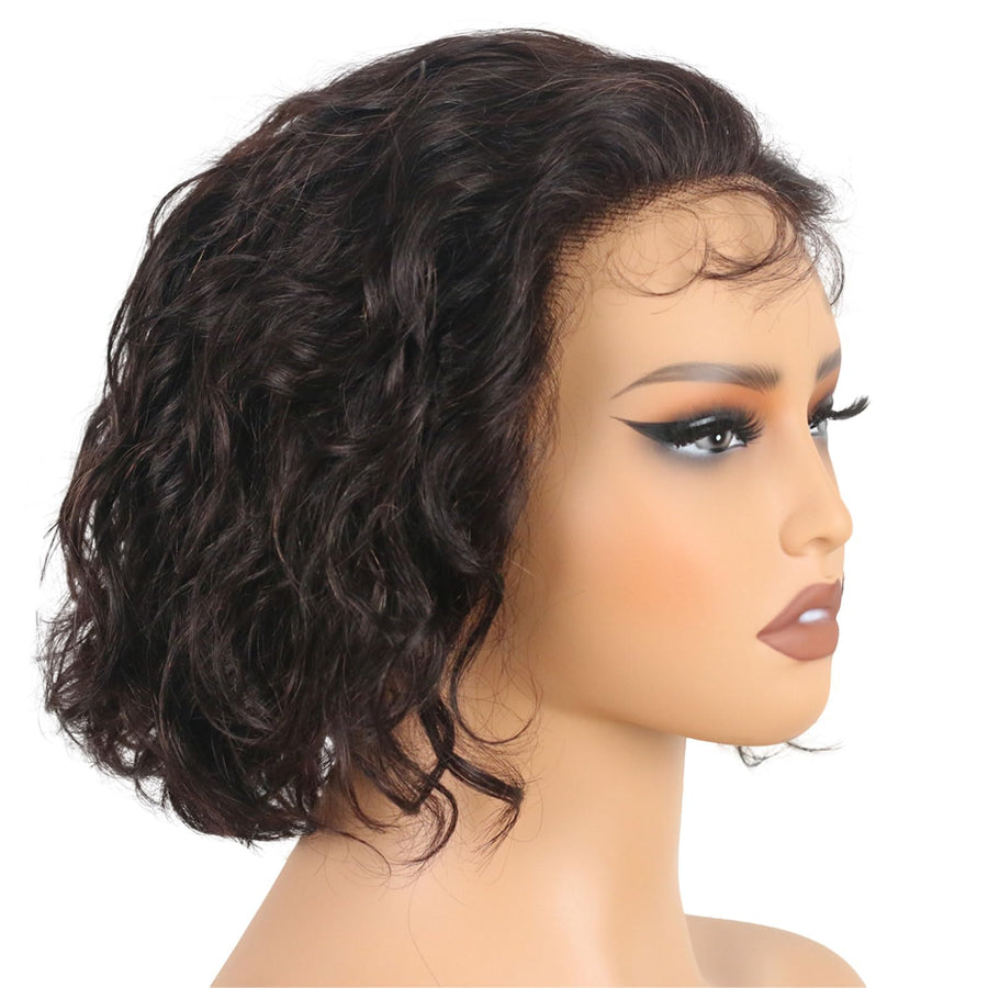 ManeMajesty Body Wave 13x5 Lace Front Bob Pixie Cut Glueless Human Hair Wig - FT- 2117 - B0D87D94ZT