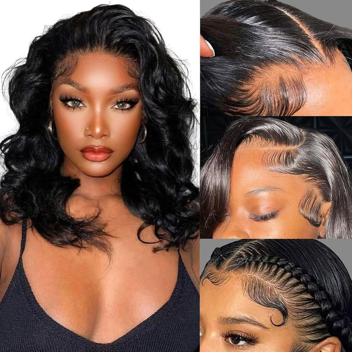 ManeMajesty 18 Inch Body Wave Lace Front Human Hair Wig