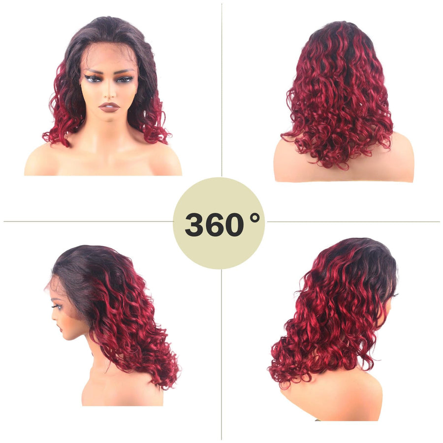 ManeMajesty 18 Inch Body Wave Lace Front Human Hair Wig - FT-2091 TT1B/BUG - B0DBKSQNRY