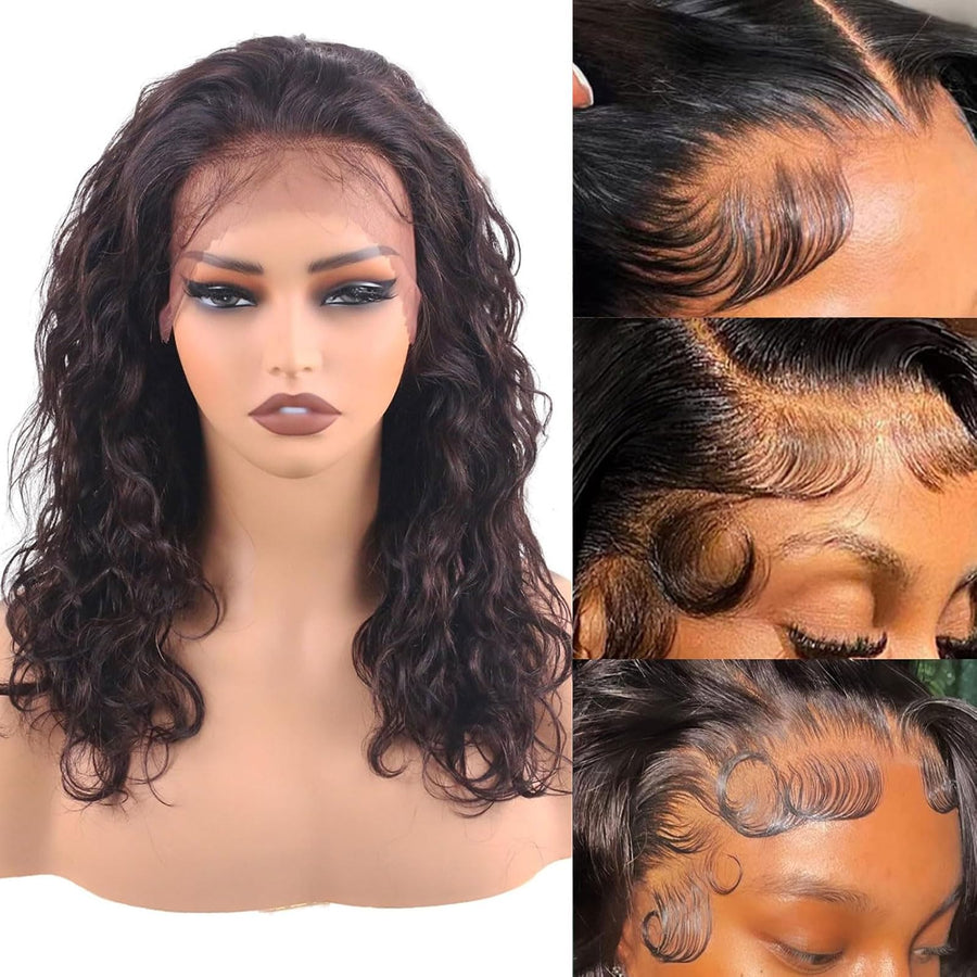 ManeMajesty 20 Inch Curly Wave Lace Front Human Hair Wig - FT-2086 N - B0DBKTZR15