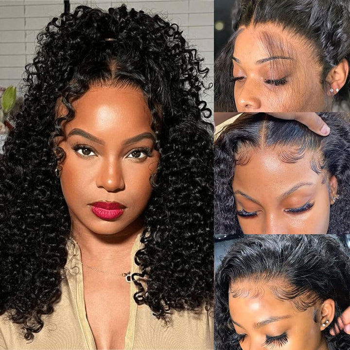 ManeMajesty 18 Inch Kinky Curly Lace Front Human Hair Wig