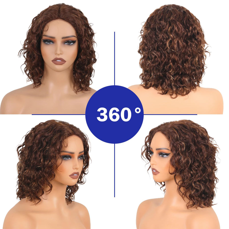 ManeMajesty Wet and Wavy T Part Lace Front Glueless Wear and Go Human Hair Wig - FT-2212-FS4/27 - B0DMVH3VKM