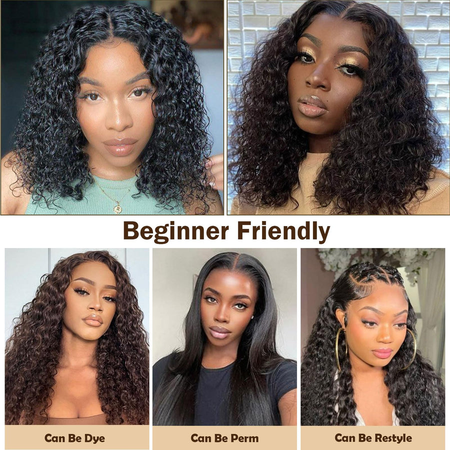 ManeMajesty Deep Curly 13x4 T Part Lace Front Glueless Human Hair Wig - FT--2211D-1 - B0DP6J65XY