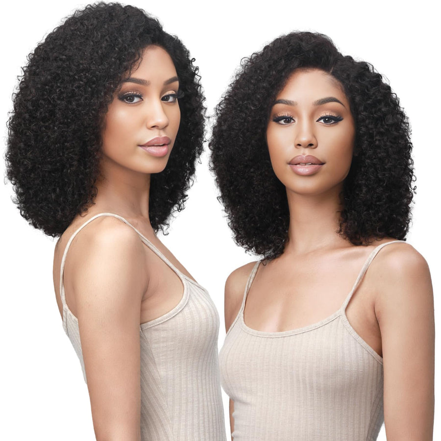 ManeMajesty 14 Inch Kinky Curly Lace Front Glueless Human Hair Wig - FT-2131-NA - B0F1MQK9J5