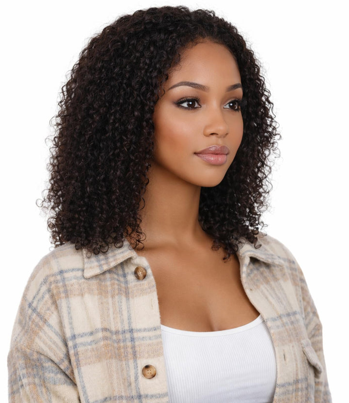 ManeMajesty 14 Inch Kinky Curly Lace Front Glueless Human Hair Wig