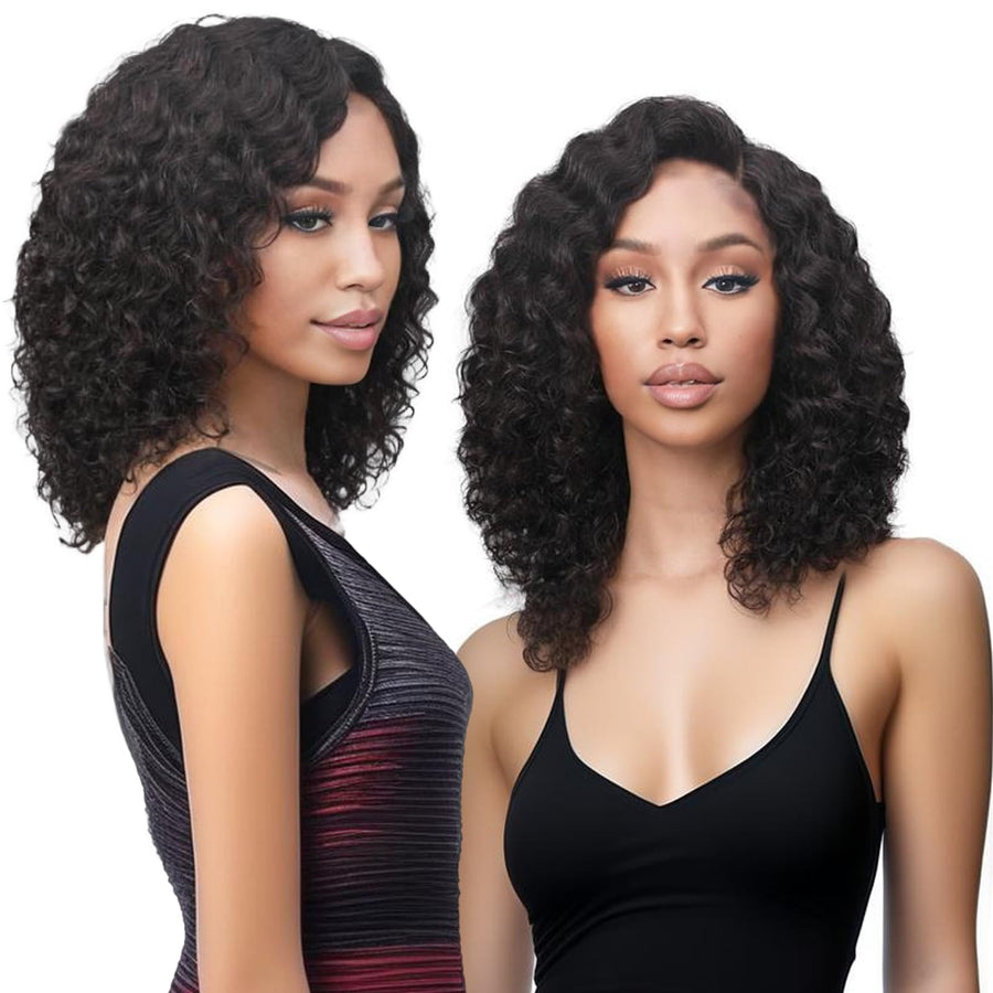 ManeMajesty 14 Inch Jerry Curly Lace Front Glueless Human Hair Wig - FT-1614M-NA - B0F1MRRWC6
