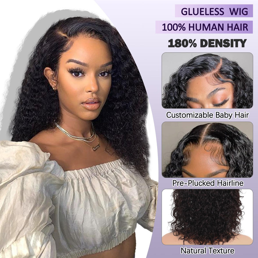 ManeMajesty 14 Inch Jerry Curly Lace Front Glueless Human Hair Wig - FT-1614M-NB - B0F1MRVGZY