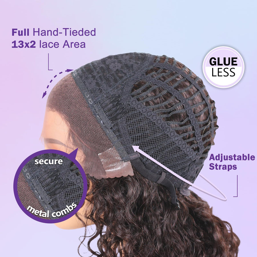 ManeMajesty 14 Inch Jerry Curly Lace Front Glueless Human Hair Wig - FT-1614M-NB - B0F1MRVGZY