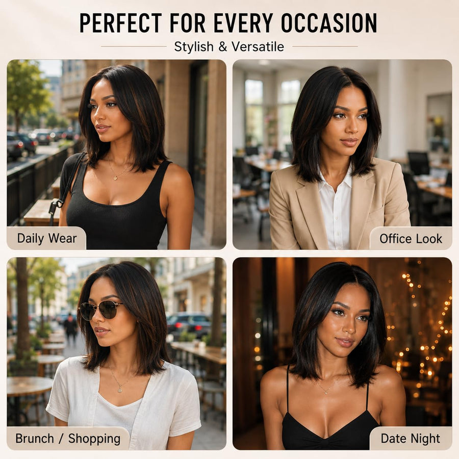 ManeMajesty Straight Lace Front Glueless Wear and Go Human Hair Wig - FT-2210-FS1B/30 - B0F28G775X
