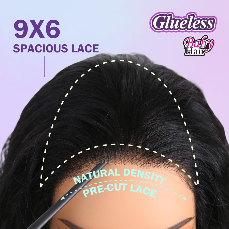 ManeMajesty Body Wave Lace Front Glueless Human Hair Wig - FT-2592-Natural BK - B0F28HKJGR