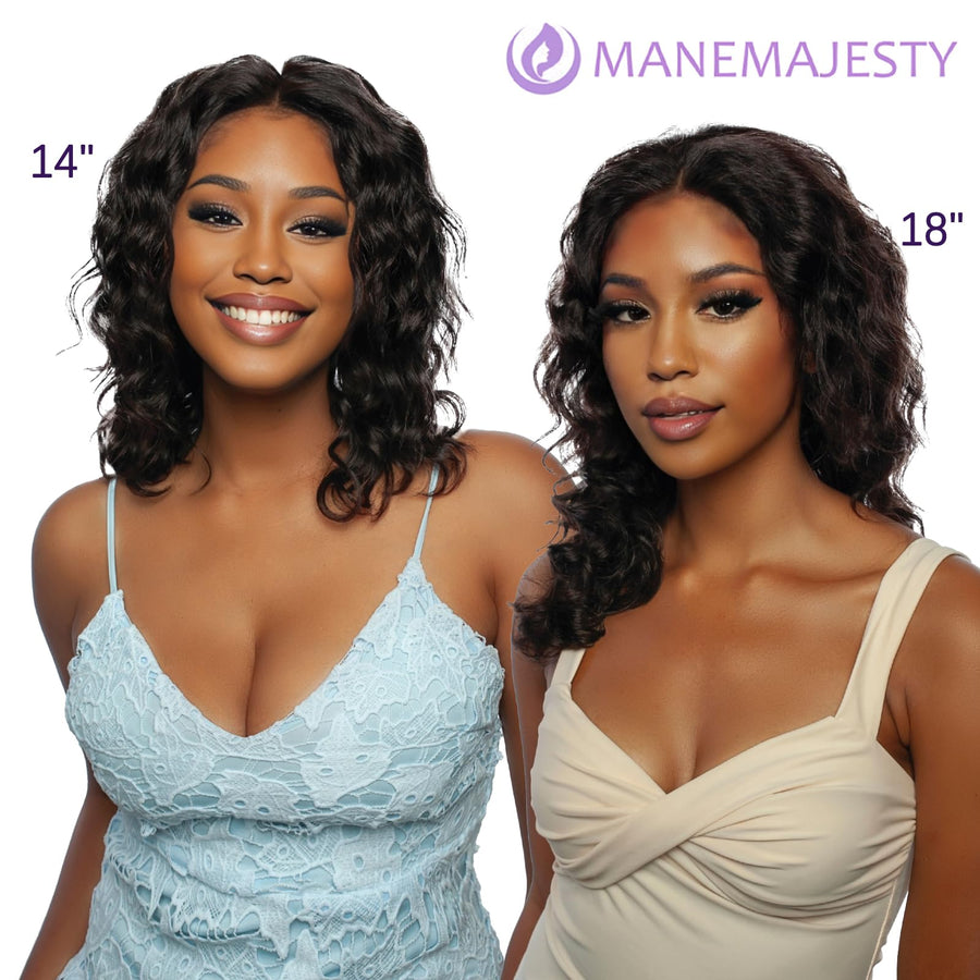 ManeMajesty Body Wave Lace Front Glueless Human Hair Wig - FT-2592-Natural BK - B0F28HKJGR