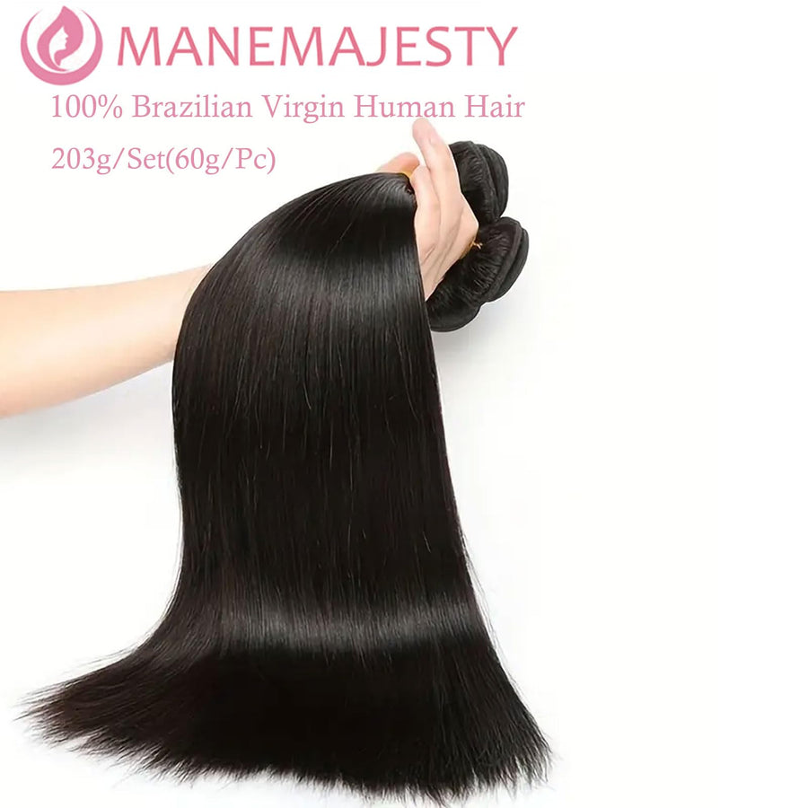 ManeMajesty Straight Brazilian Human Hair Bundles - 2.5 STAR-S-10 12 14 - B0F7LND53T