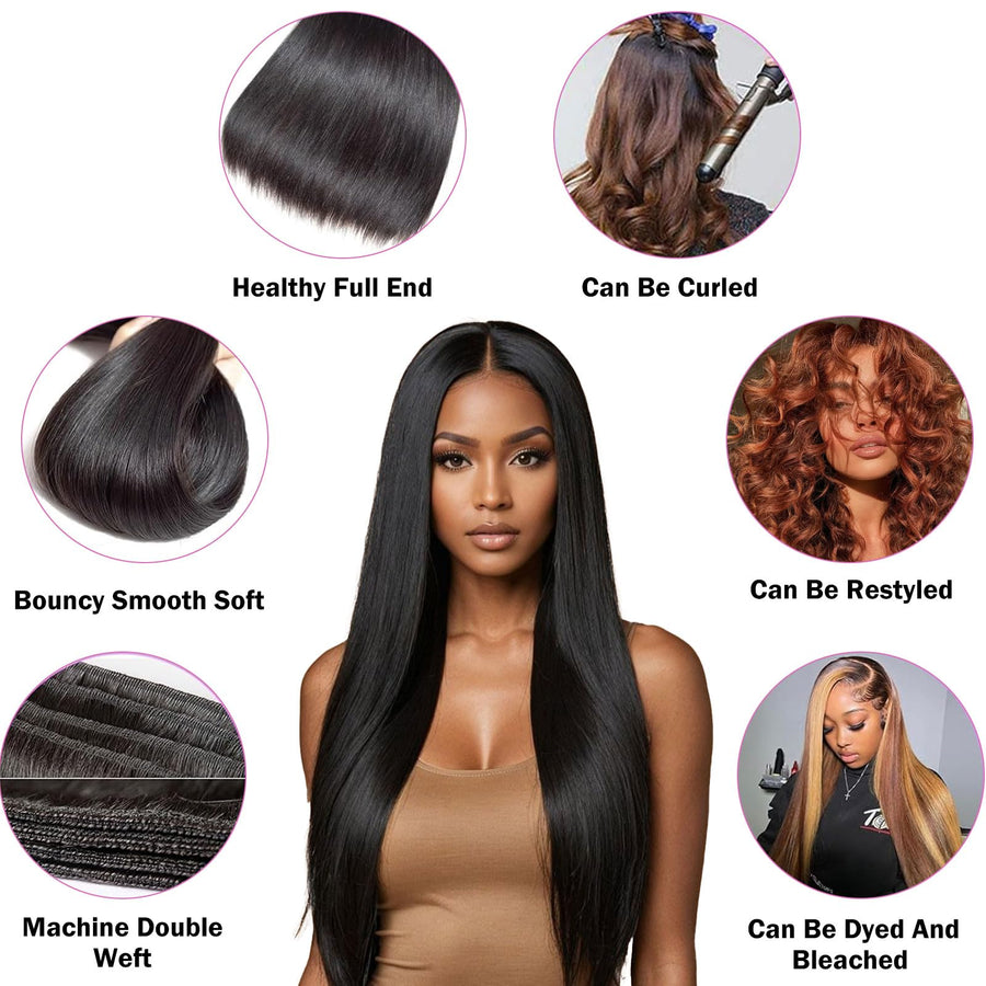 ManeMajesty Straight Brazilian Human Hair Bundles - 2.5 STAR-S-10 12 14 - B0F7LND53T