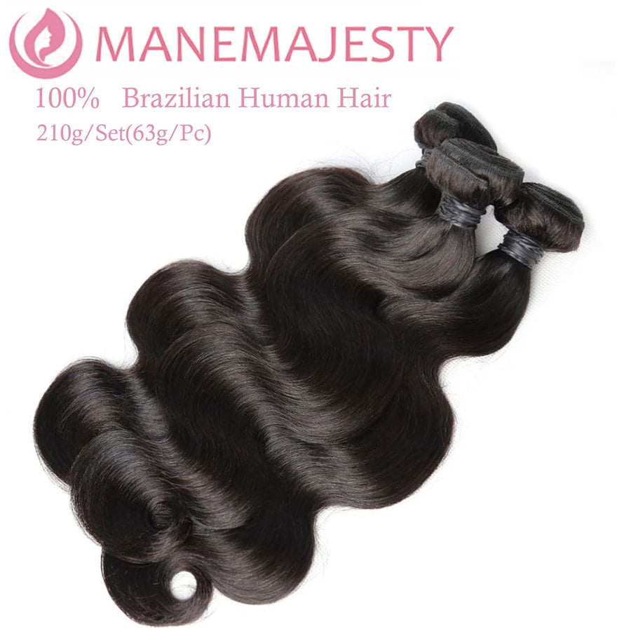ManeMajesty Water Wave Brazilian Human Hair Bundles - 5C-14"*3+C - B0F7LQ84CS