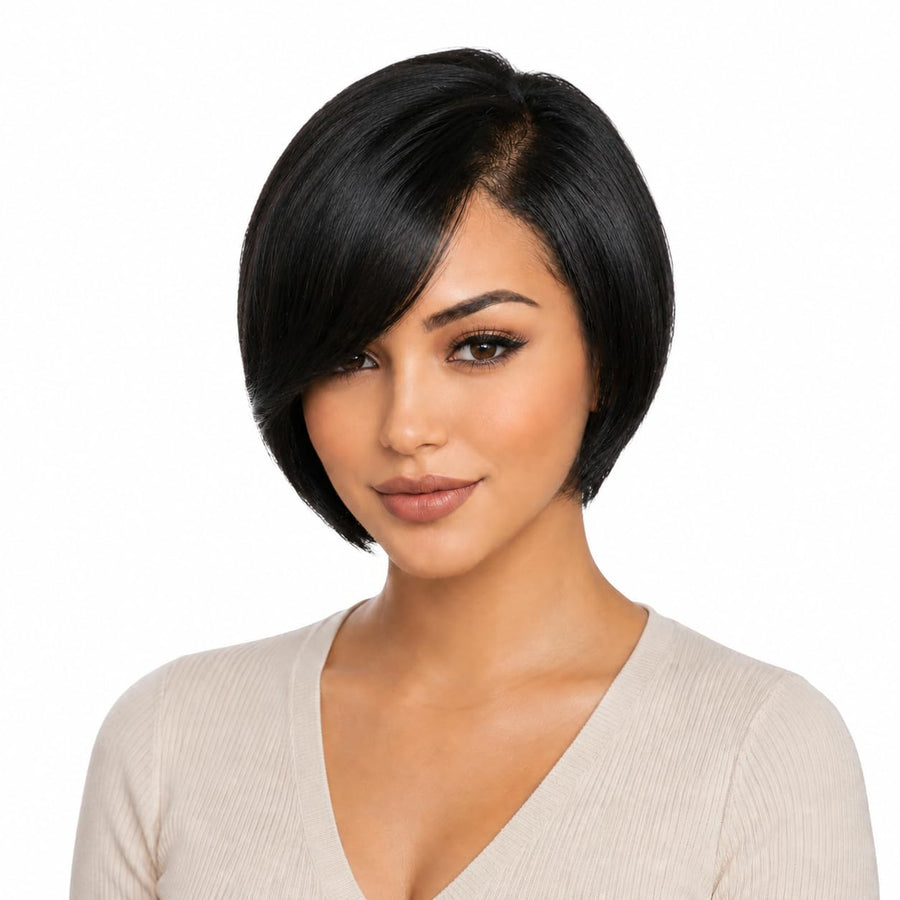 ManeMajesty Straight Lace Front Bob Pixie Cut Glueless Wear and Go Human Hair Wig - FT-2691 - B0F9T9WSTY