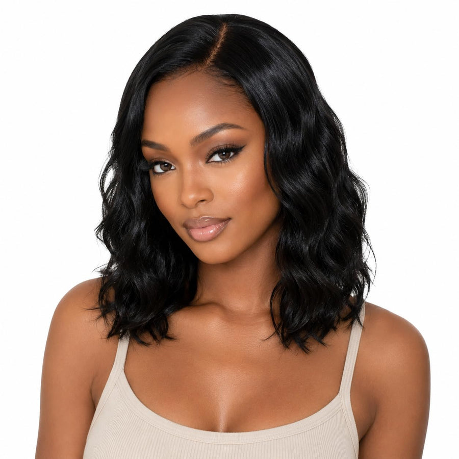 ManeMajesty 16 Inch Body Wave Lace Front Glueless Human Hair Wig - FT-2690 - B0F9TC62BJ