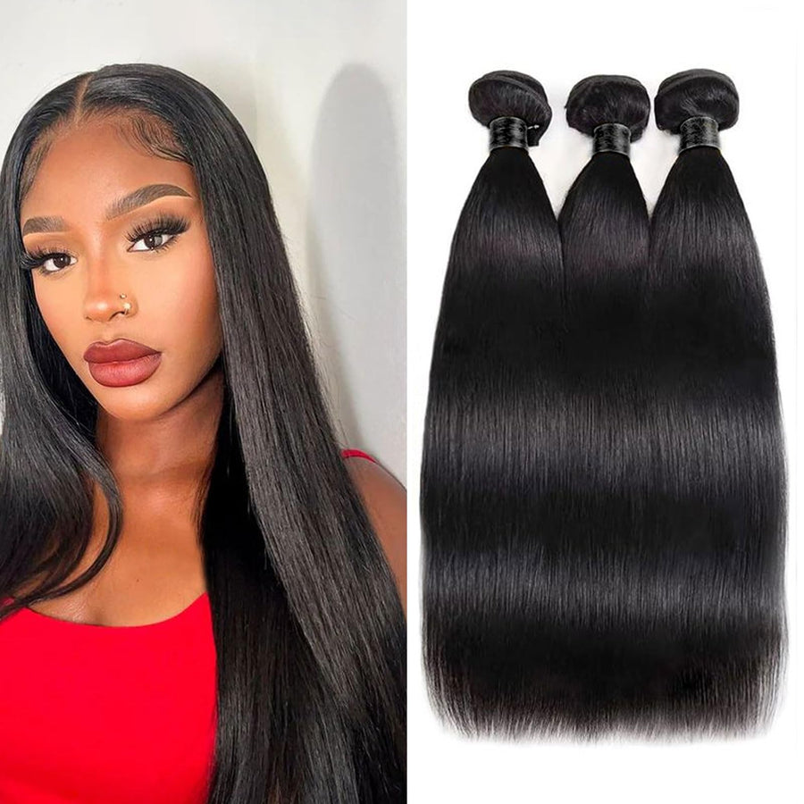 ManeMajesty Straight Brazilian Human Hair Bundles - Glossy-STRAIGHT-22 - B0F9W3Y8GR