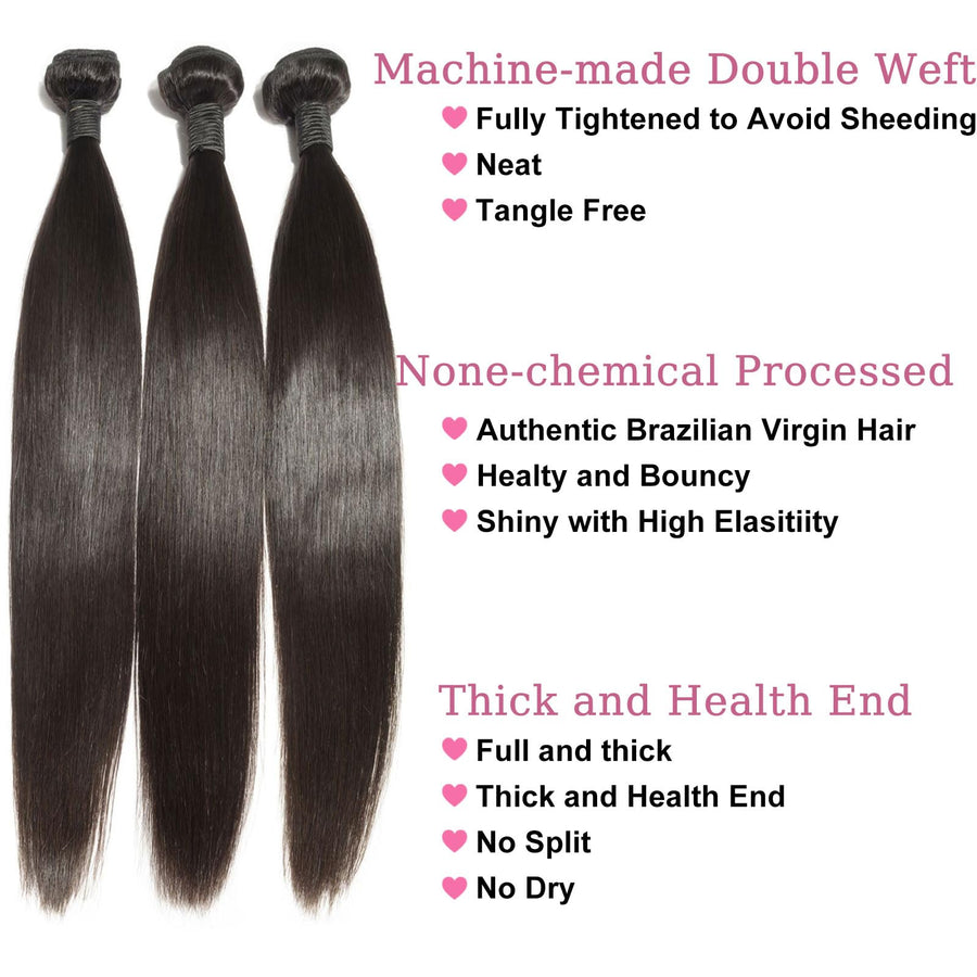 ManeMajesty Straight Brazilian Human Hair Bundles - Glossy-STRAIGHT-20 - B0F9W469LV