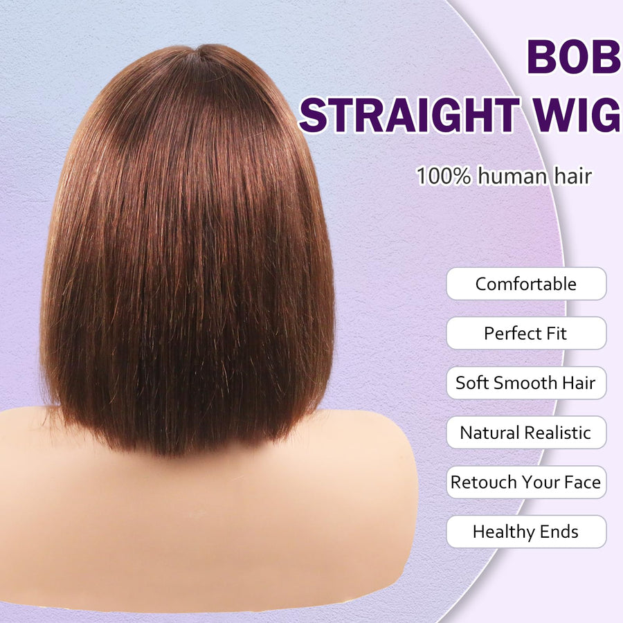 ManeMajesty 12 Inch Full Lace Bob Glueless Human Hair Wig - FT-1710MM-FS4/30 - B0FFT1KP3V