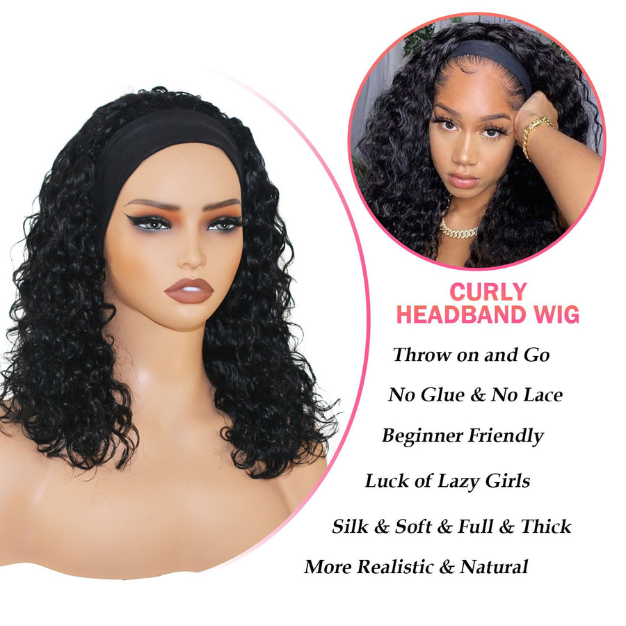 ManeMajesty Deep Curly Headband Wig - FT-2178EA - B0FL1Q5KVJ
