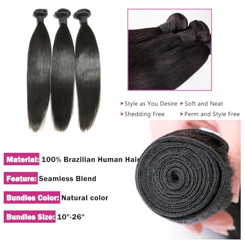 ManeMajesty Straight Brazilian Human Hair Bundles - 2.5 STAR-S-10 - B0FX2RPH55