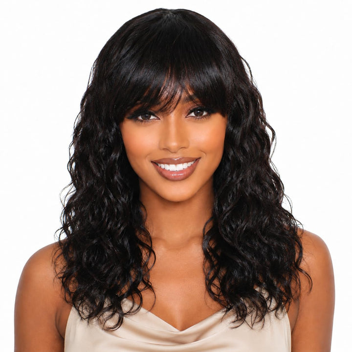 ManeMajesty Body Wave With Bangs Human Hair Wig